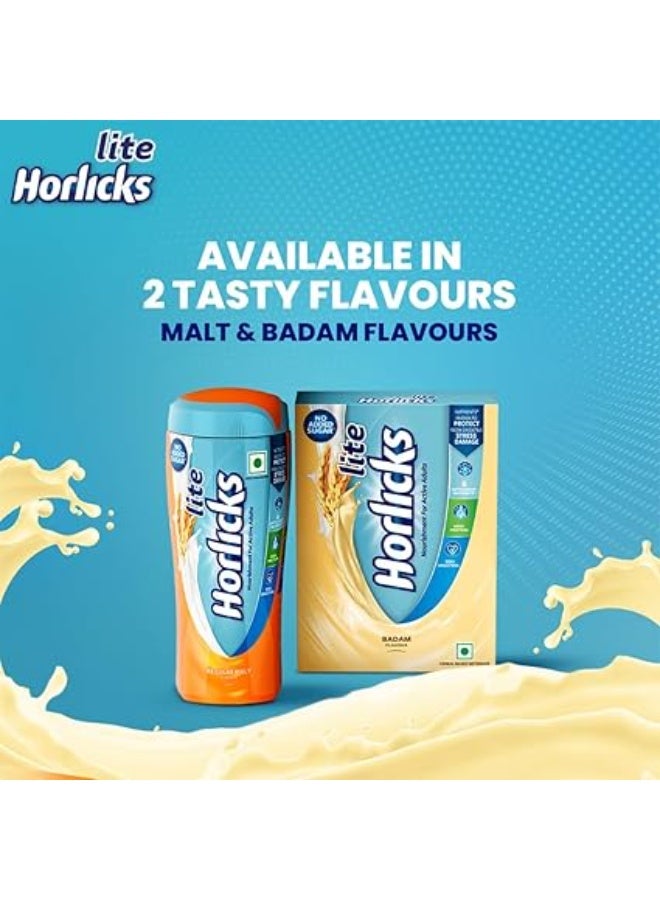 Horlicks Lite 450g, Scientifically designed for Adults |High Protein, Zero added sugar | Malt Flavor - Image 5